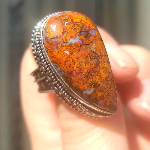 New Seam Agate 925 Silver Ring. - Picture 14 of 15